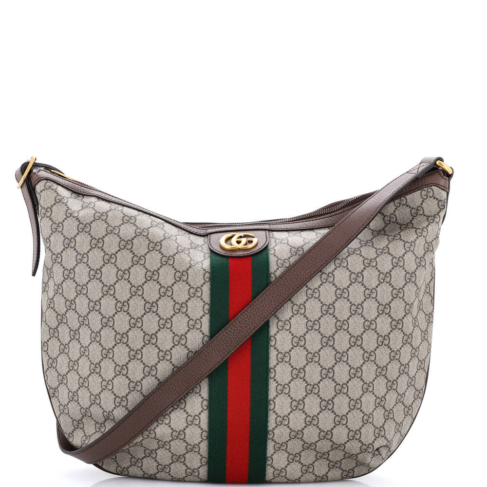 Gucci Large Ophidia Half Moon Hobo GG Coated Canvas
